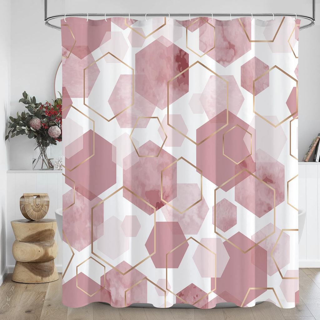 Litabel Brown Shower Curtain for Bathroom, Geometric Bathroom Decor 72x72