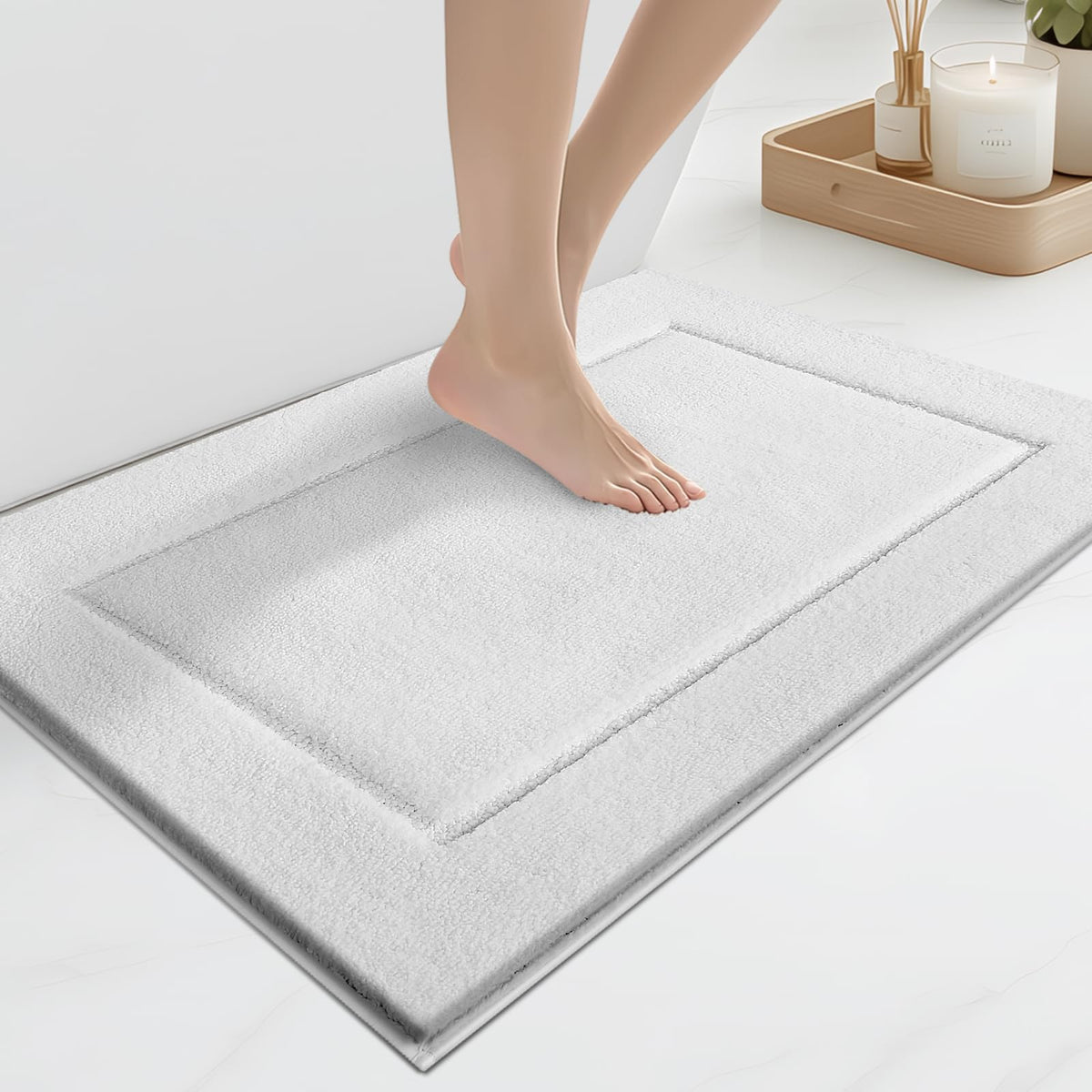 anllugs Bathroom Rugs, Non-Slip Bath Runner Rugs, 30" x 84", Beige