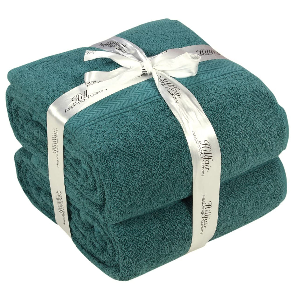 HILLFAIR 100% Cotton 24 Piece Bath Towels Set for Bathroom - Ocean Blue