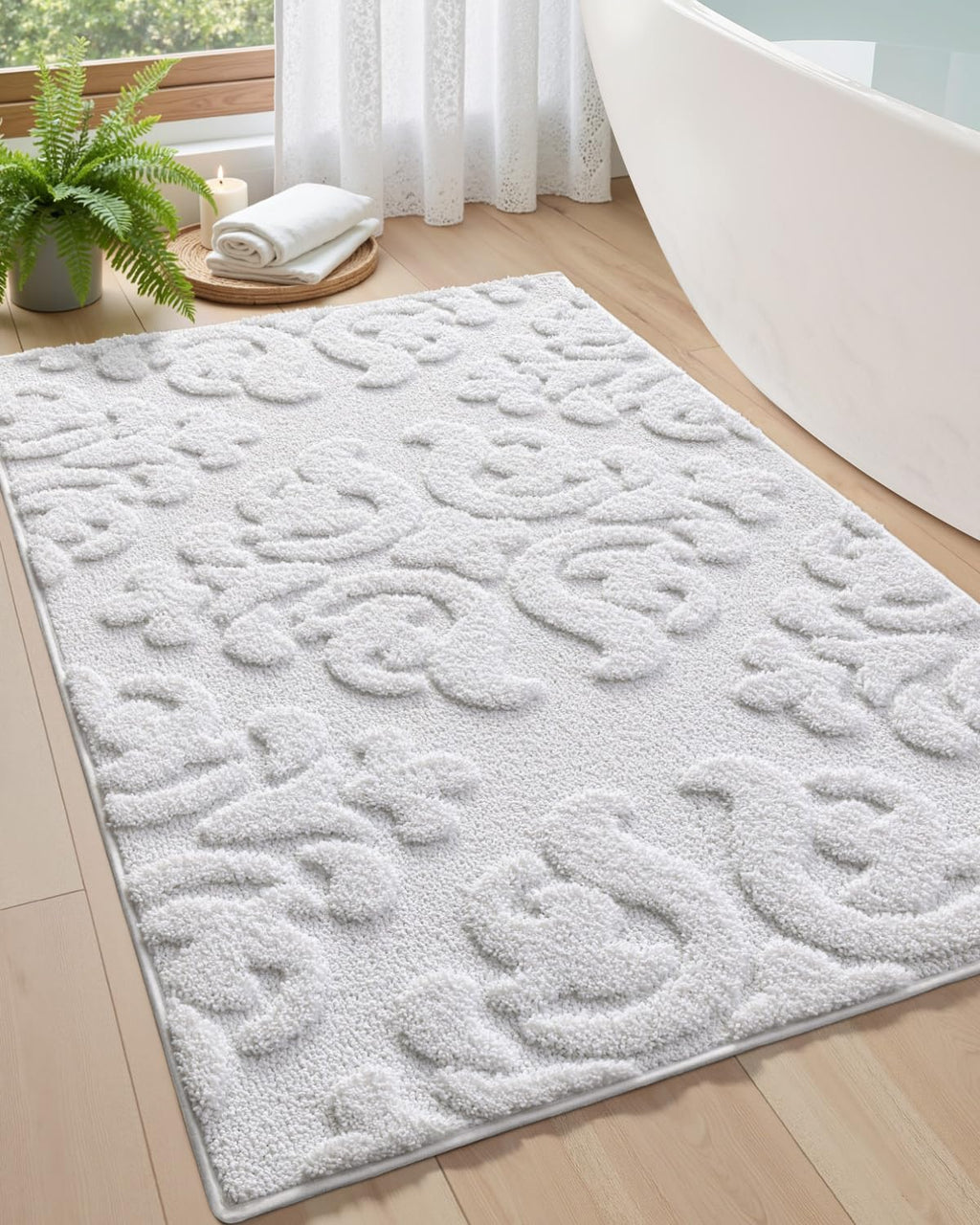 DEXI Bathroom Rugs Non Slip Washable, 36x24 Quick Dry Bath Mat, White