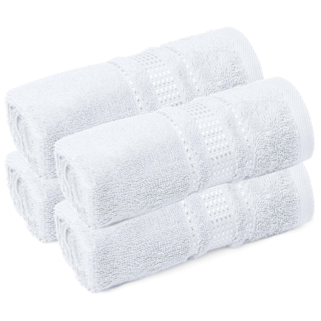 Melissa Linen Fingertip Towels 4 Pack, Aqua Green (Light Teal/Seafoam), 100% Turkish Cotton, Small Hand Towels for Face and Guest Bathroom, 12 x 18 in, Soft, Absorbent, Quick Dry, 550 GSM