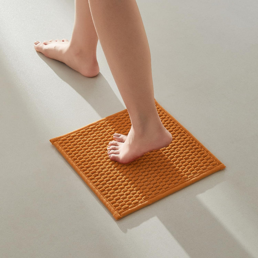 TYUU Bathroom Rugs Non Slip Washable, Super Absorbent Thin Bath Mat Small Quick Dry Low Pile Bathroom Rug, Dark Grey 16"x24"