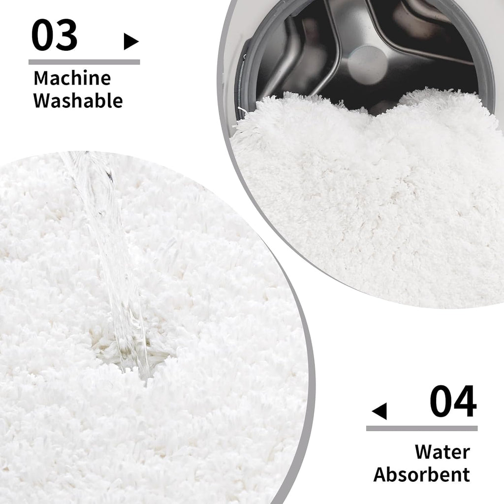 Disolla White Bathroom Rugs 17x24, Microfiber Non-Slip Plush Small Bath Mat