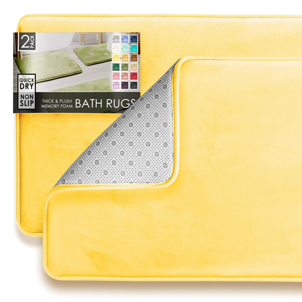 Clara Clark 3 Piece Bathroom Rugs Bath Mat Set, Velvet Memory Foam Bath Mats for Bathroom - Non-Slip, PVC Backing Bath Rugs, Washable - Dries Quickly, Green