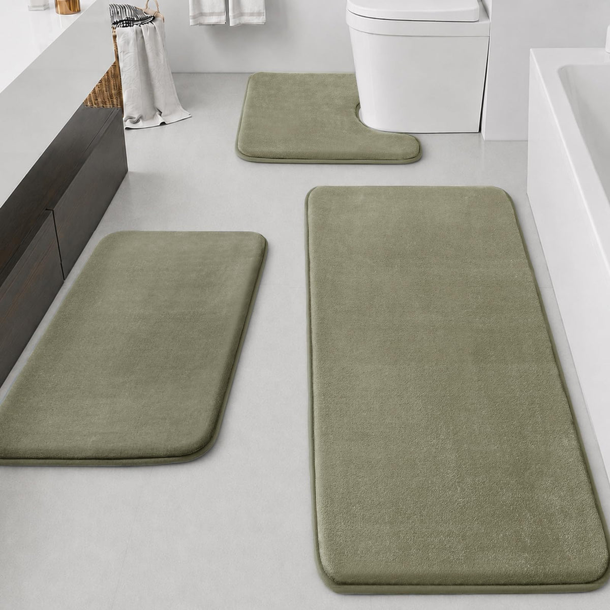 HUXMEYSON Bathroom Rugs Sets 2 Piece, Non-Slip & Quick Dry Bath Mat Set, Ultra Soft Velvet Bath Rugs for Bathroom, Toilet and Shower Floor, Navy
