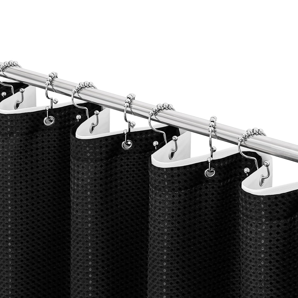Gibelle Black Cloth-Textured Shower Curtain, Hotel Style, 72x72