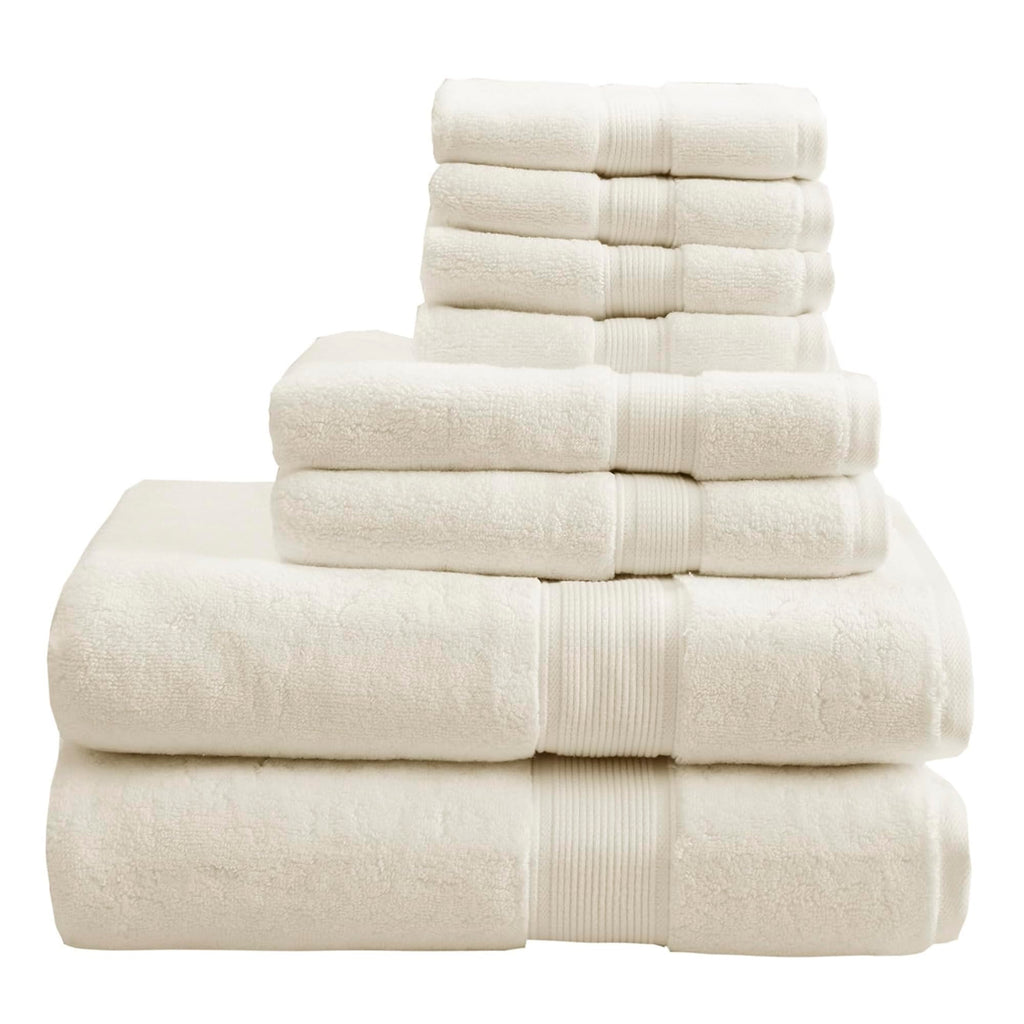 Madison Park 800GSM 100% Cotton Bathroom Bath Towel Set of 8, Cream
