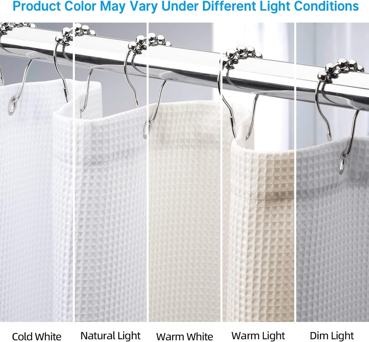 AmazerBath Stall Shower Curtain 60 x 72 Inches, Waffle Shower Curtain White, Fabric Shower Curtains Heavy Duty 240GSM, Hotel Quality Bathroom Shower Curtains