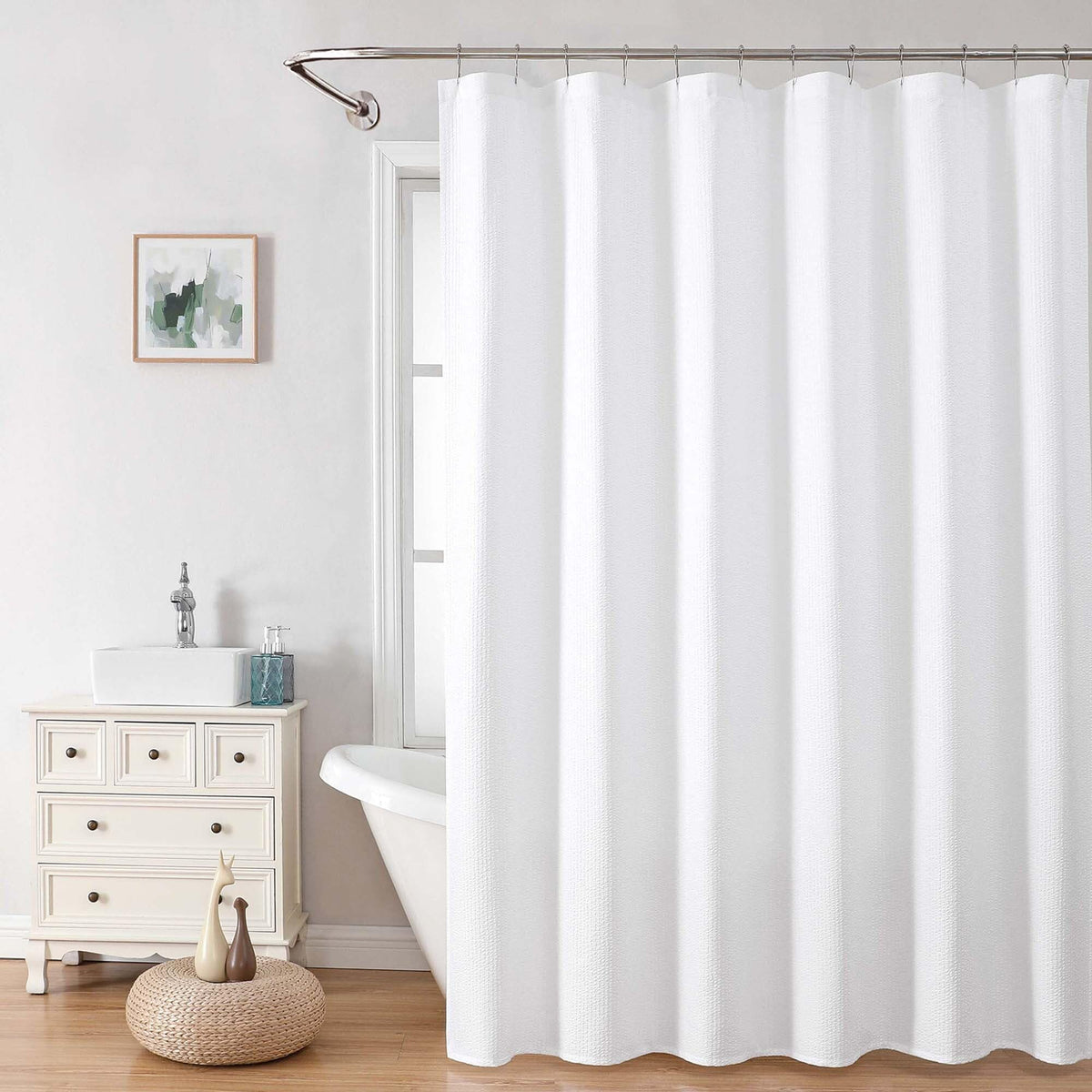OVZME Berry Cute Shower Curtain, Embossed Textured Fabric Shower Curtain for Bathroom - Soft Cloth & Hotel Spa Luxury, Water Repellent, Machine Washable Shower Curtain, 72X72, Lemon Yellow