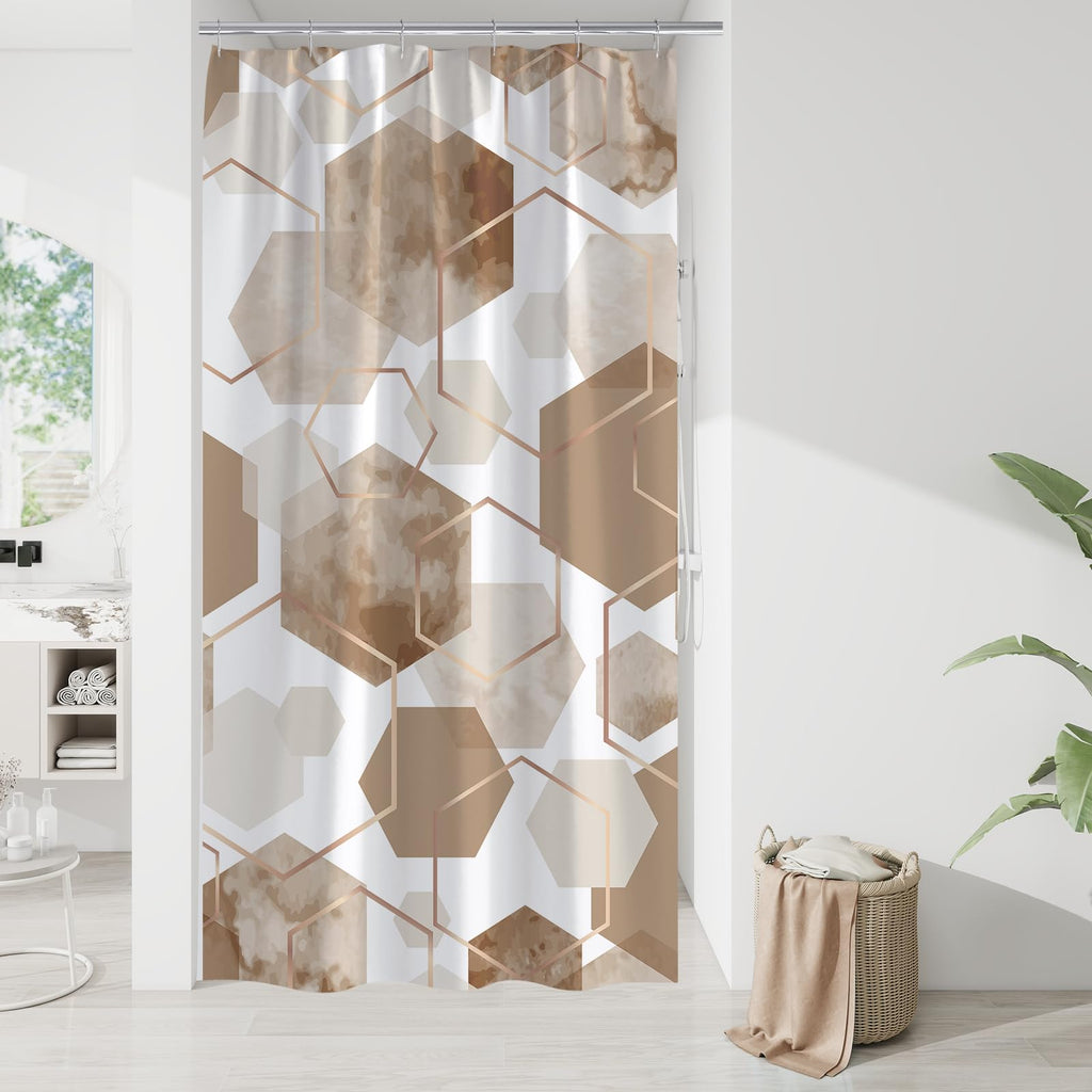 Litabel Brown Shower Curtain for Bathroom, Geometric Bathroom Decor 72x72