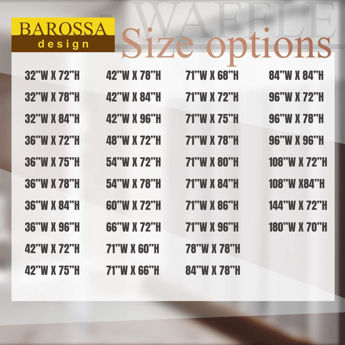Barossa Design 42x84 Extra Long Stall Shower Curtain Waffle Weave White