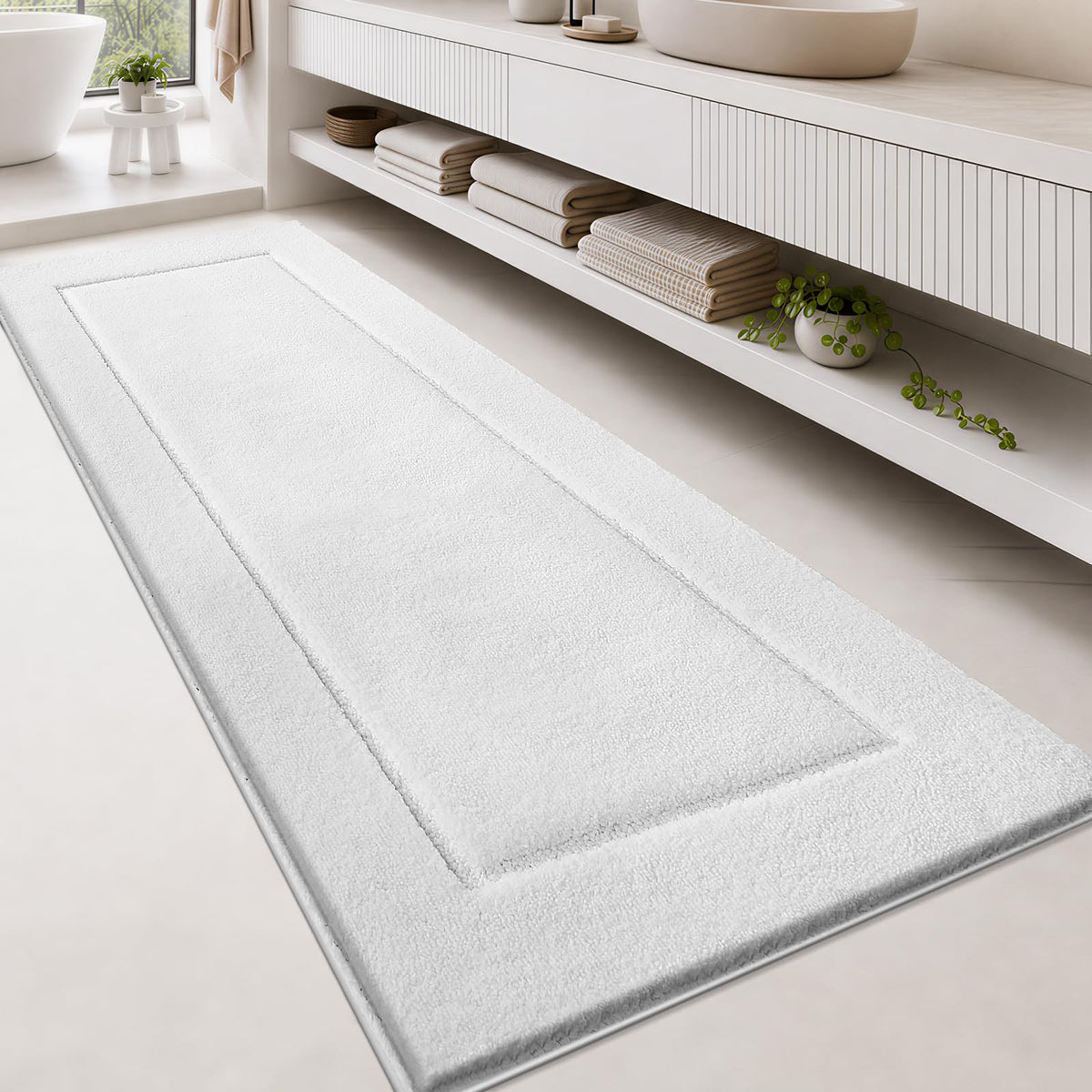 anllugs Bathroom Rugs, Non-Slip Bath Runner Rugs, 30" x 84", Beige