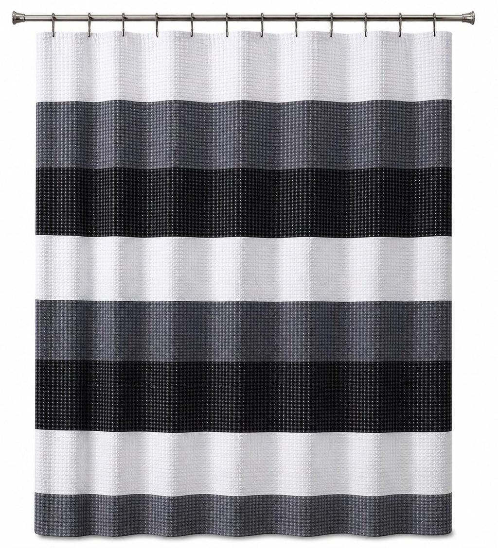 Dainty Home Ombre Waffle Weave Shower Curtain 70 x 72 Blush Textured Fabric Shower Curtain, Hotel Style Waffle Weave Bathroom Curtain, Water Resistant Polyester Ombre Shower Curtain