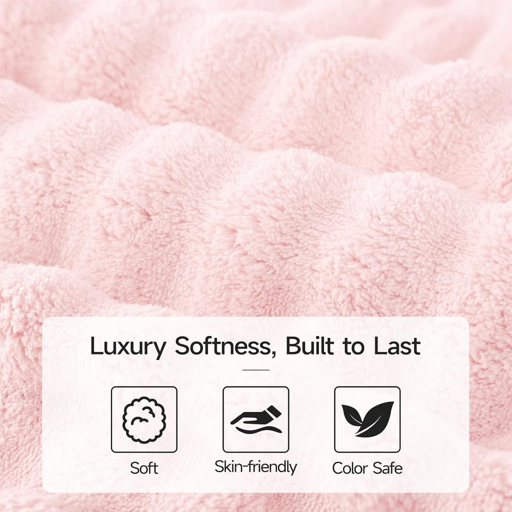 REDKISS Soft Bath Towel Sets 8-Piece, Microfiber Quick Dry & Absorbent, 35x70 in Large Bath Sheet 14x30 in Hand Towel, 12x12 in Washcloth, Pink Bathroom Towel Set