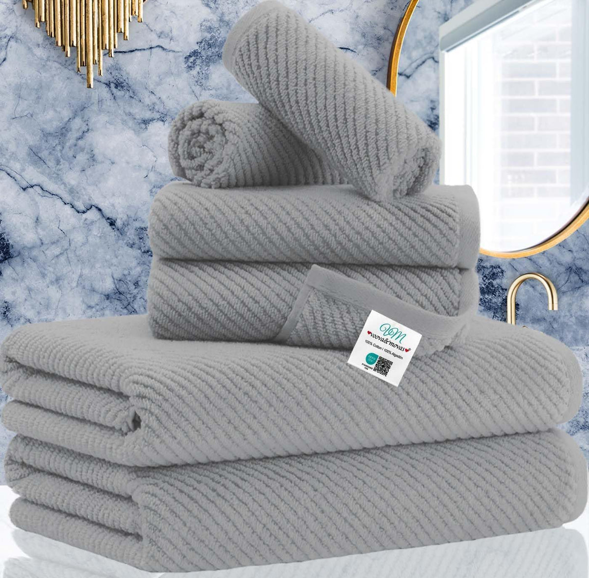 VOOVA & MOVAS Hand Towels for Barthroom, 18x28 in, Soft, Deep Turquoise