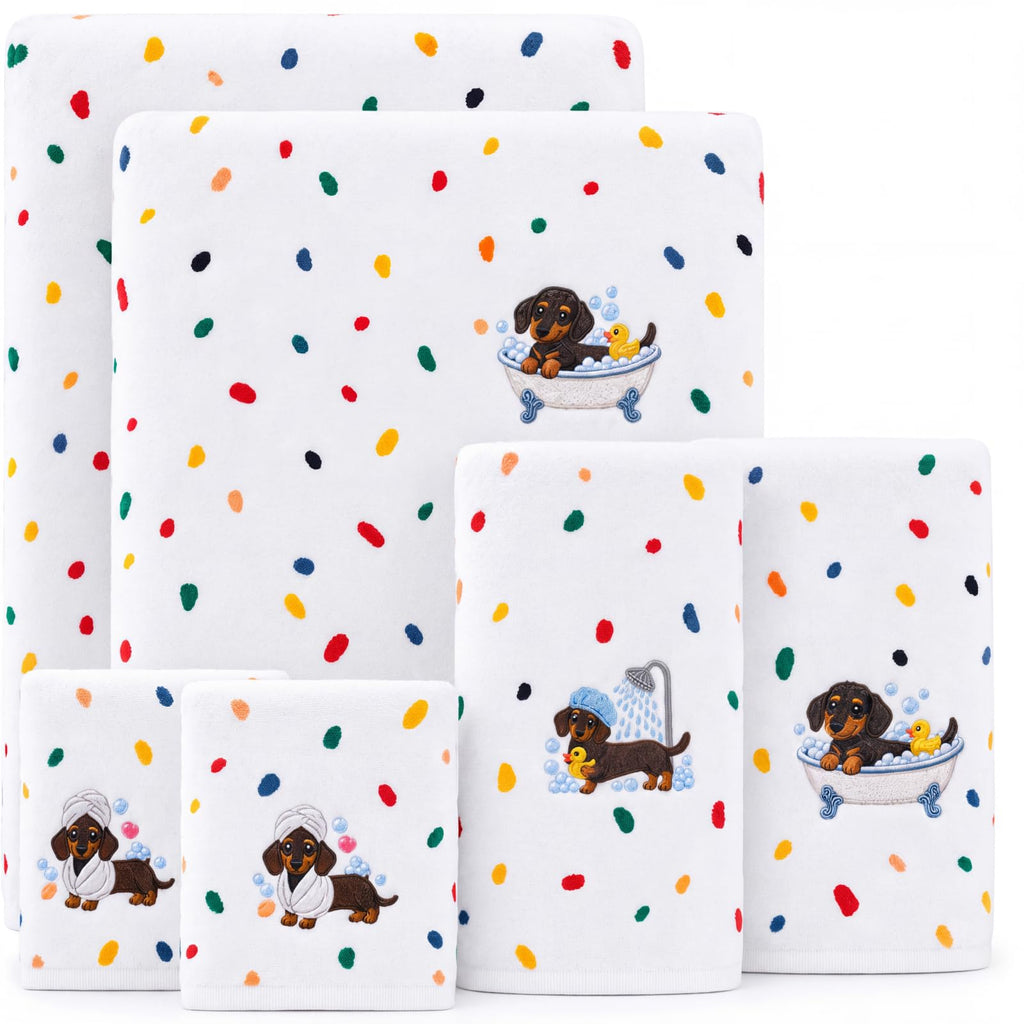 Peryiter 6 Pack Bath Towels Set, Coffee Color, Leopard