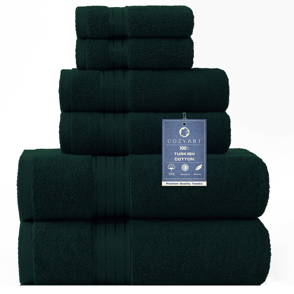 COZYART Luxury Bath Towel Set 6 Pcs, Burnt Orange 100% Turkish Cotton