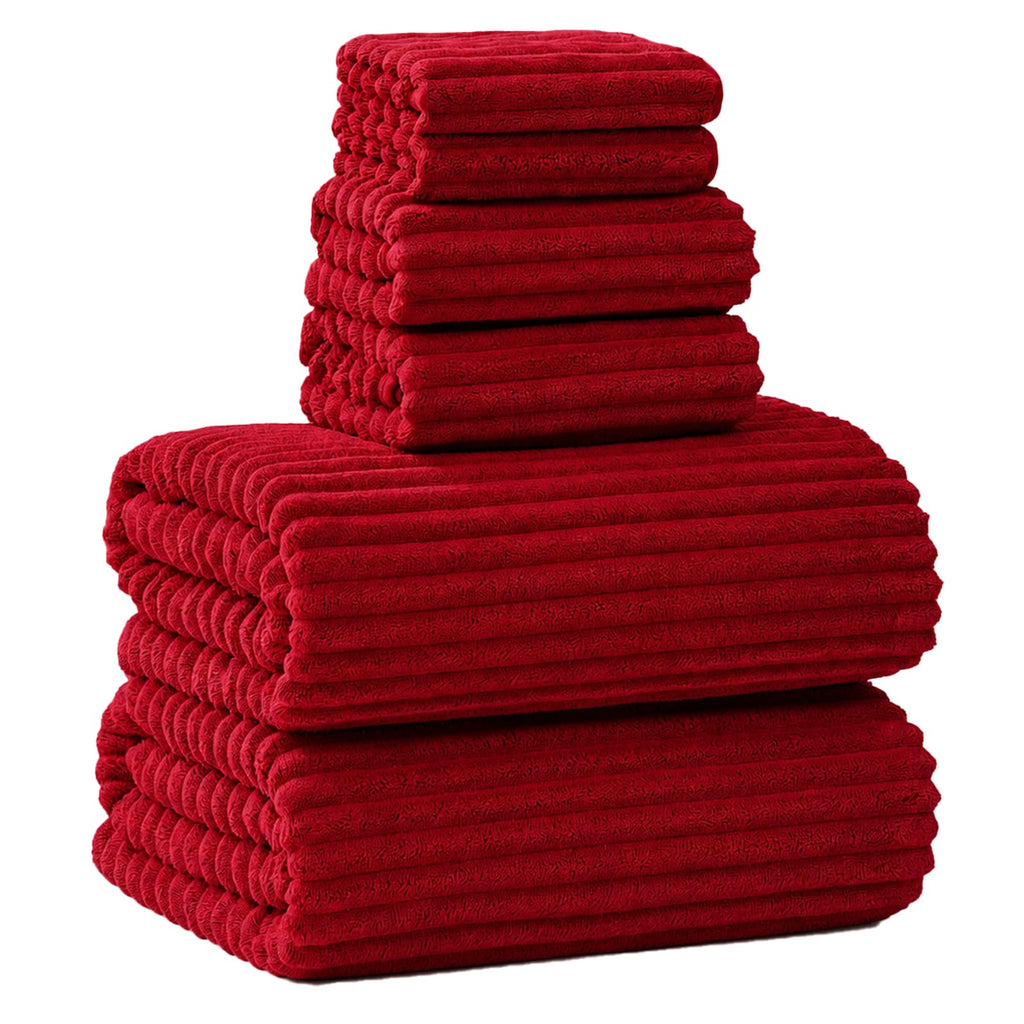 6 PC Bath Towel Set, 40"x80" Oversized Bath Sheets, Olive Green