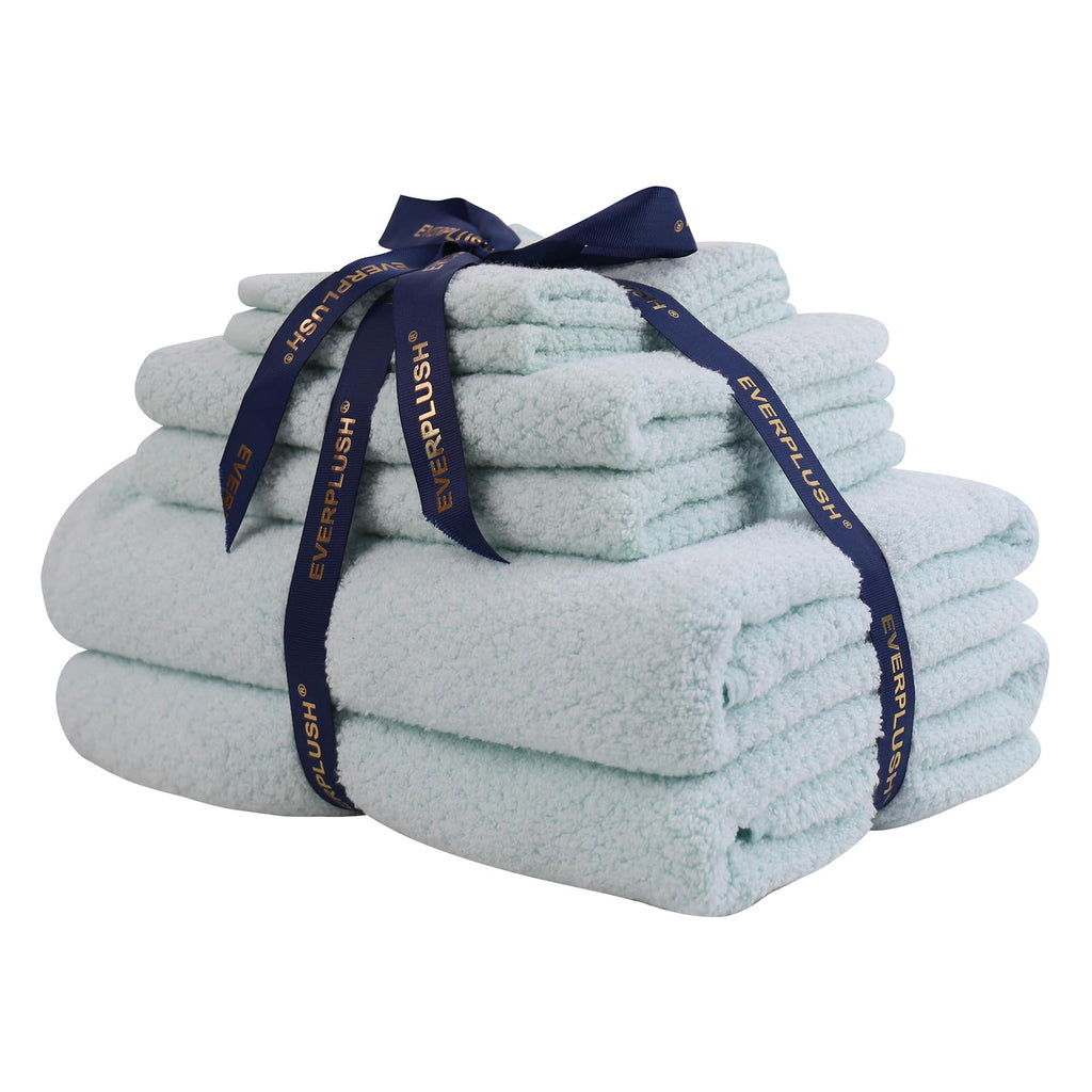 Everplush Diamond Jacquard 6 Pieces Bath Towel Set, Luxury Super Soft Oversized everplush Towels, Highly Absorbent Diamond Jacquard Quick Dry Bath Towel for Bathroom Grey Towel Set