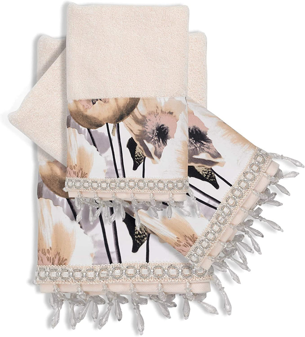 Zahari Home Spindle Modern Bathroom Towel Set - 3 Piece Bath, Hand, and Wash Towels - Classic Luxury Contemporary Decor - Beautiful Gold Unique Design Bath Ensemble