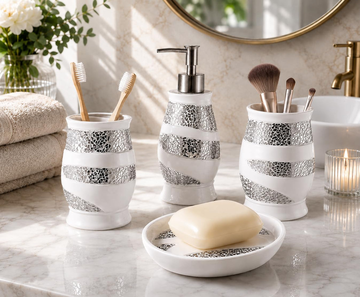 Zahari Home Spindle Modern Bathroom Towel Set - 3 Piece Bath, Hand, and Wash Towels - Classic Luxury Contemporary Decor - Beautiful Gold Unique Design Bath Ensemble
