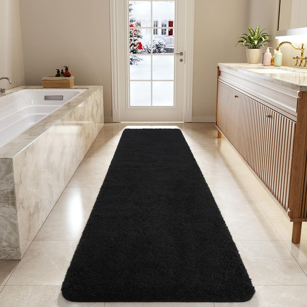 LOCHAS Bathroom Rug Runner 24x60 Inch, Bath Rugs Non Slip, Grey