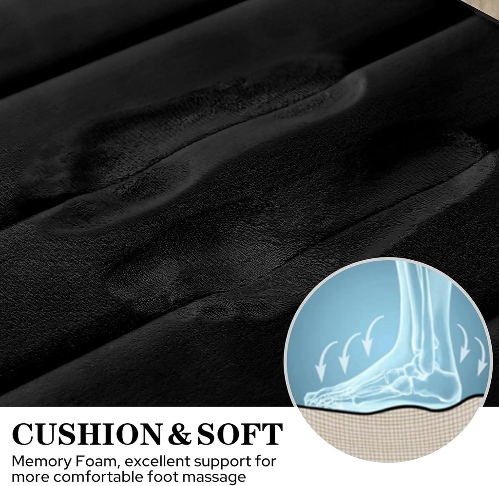 BYSURE Black Memory Foam Bathroom Rug Set 3 Piece 17"x24"+20"x32"+U Shape 20"x24"