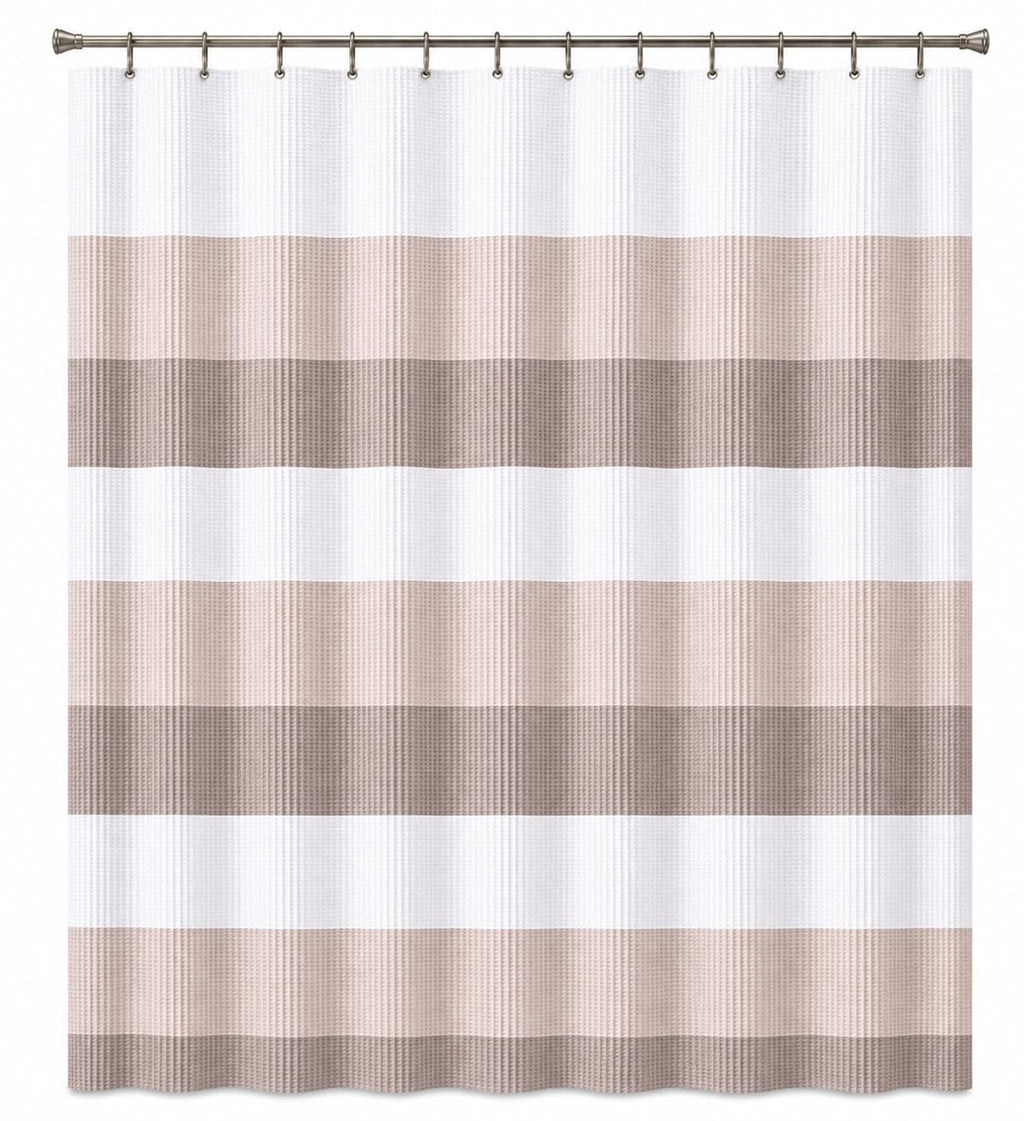 Dainty Home Ombre Waffle Weave Shower Curtain 70 x 72 Blush Textured Fabric Shower Curtain, Hotel Style Waffle Weave Bathroom Curtain, Water Resistant Polyester Ombre Shower Curtain