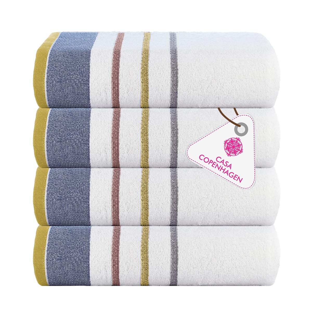 CASA COPENHAGEN 6pcs Bathroom Towel Gift Set, 600GSM, Dark Black