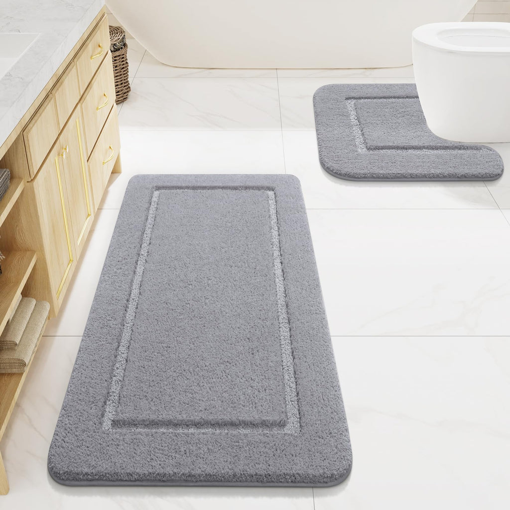 LOCHAS Bathroom Rug Set 2 Piece, 20''x20'' & 34''x21'', Beige