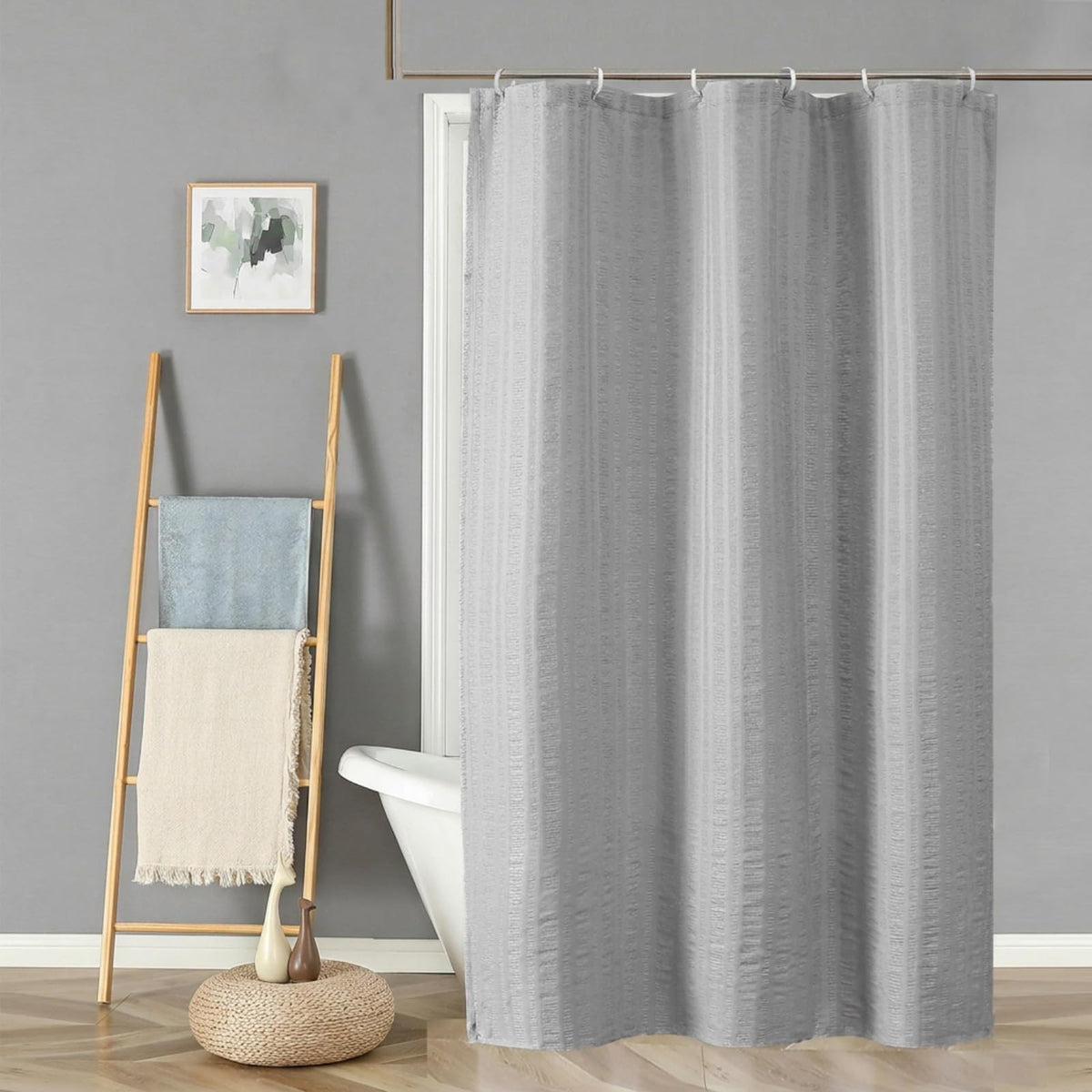 Aiyufeng Moga Navy Blue Fabric Shower Curtains for Bathroom - Blue Hotel Spa Polyester Cloth Bath Curtain with 12 Holes, 72x72, Machine Washable, Navy Blue