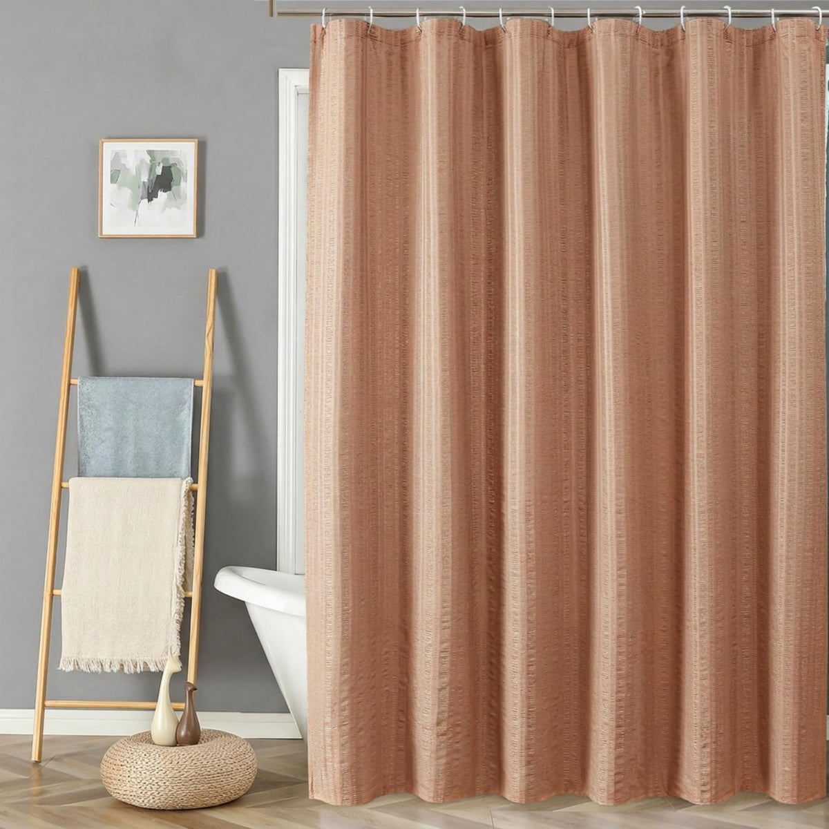 Aiyufeng Moga Navy Blue Fabric Shower Curtains for Bathroom - Blue Hotel Spa Polyester Cloth Bath Curtain with 12 Holes, 72x72, Machine Washable, Navy Blue
