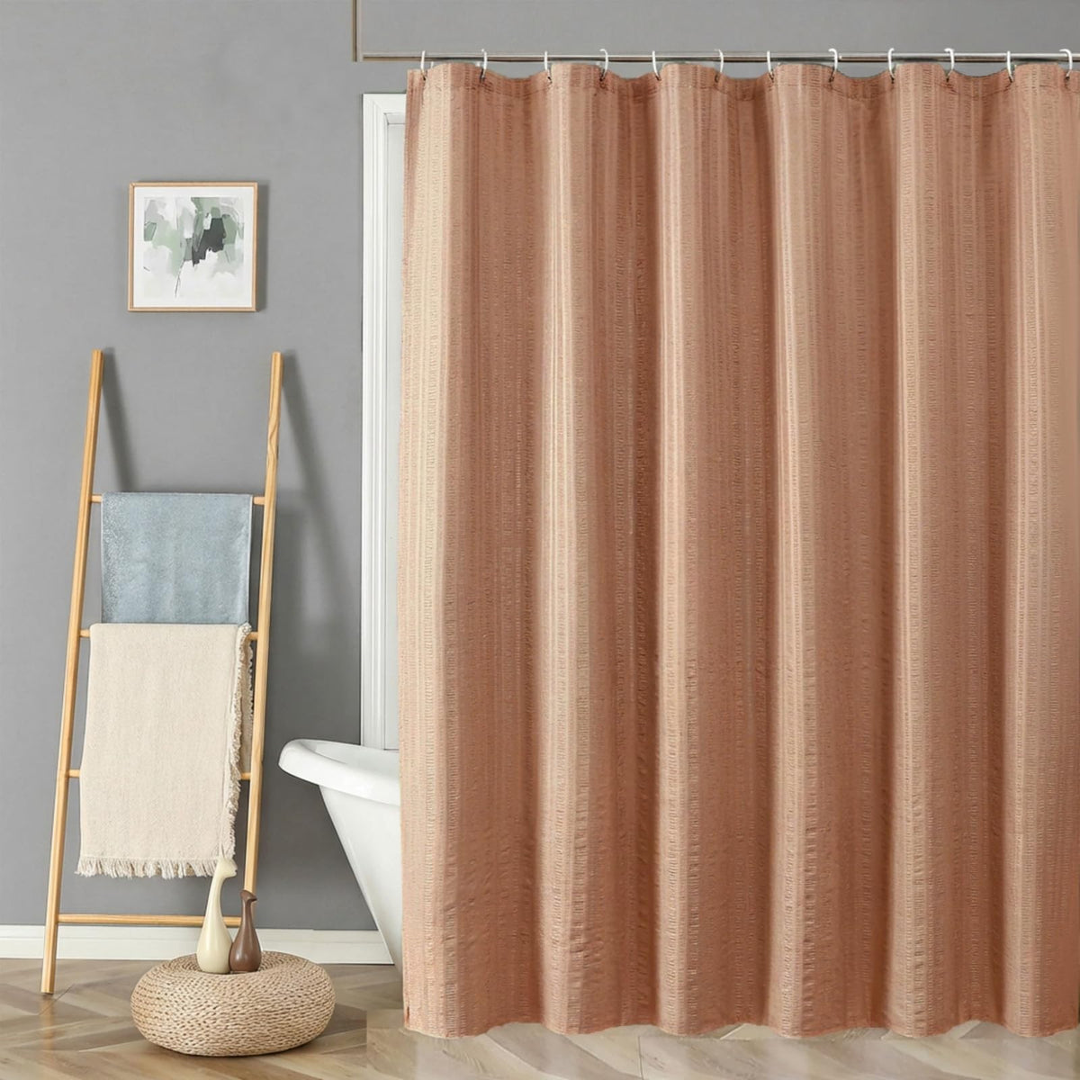 Aiyufeng Moga Navy Blue Fabric Shower Curtains for Bathroom - Blue Hotel Spa Polyester Cloth Bath Curtain with 12 Holes, 72x72, Machine Washable, Navy Blue