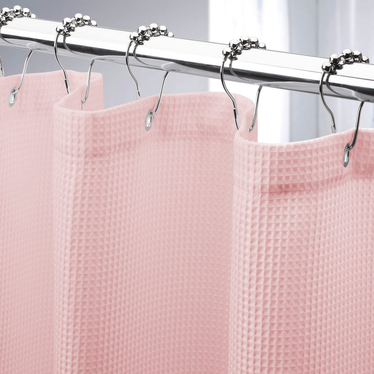 AmazerBath Stall Shower Curtain 60 x 72 Inches, Waffle Shower Curtain White, Fabric Shower Curtains Heavy Duty 240GSM, Hotel Quality Bathroom Shower Curtains