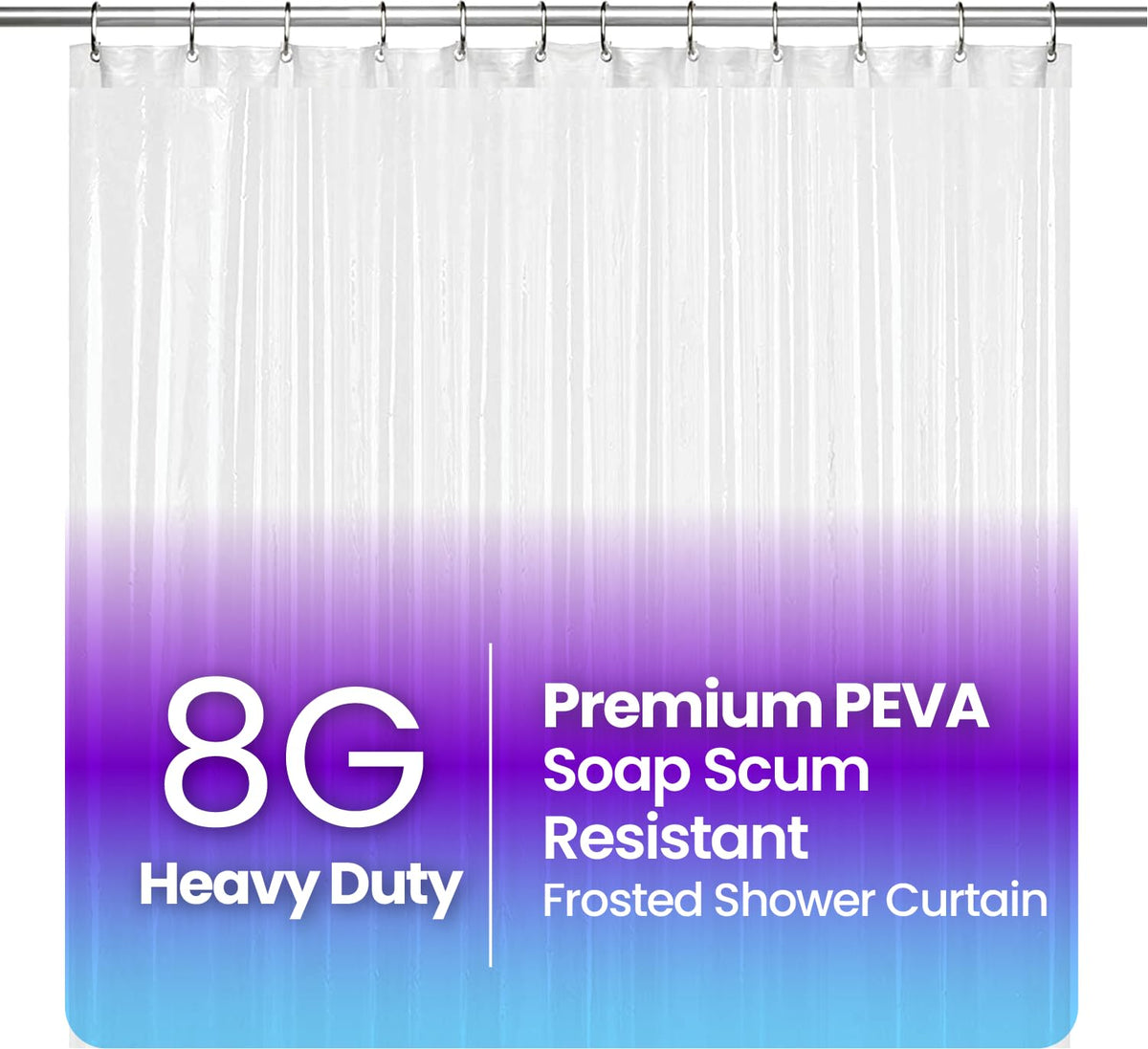 LiBa Shower Curtain PEVA 8G, 72x72 Inch Waterproof Clear