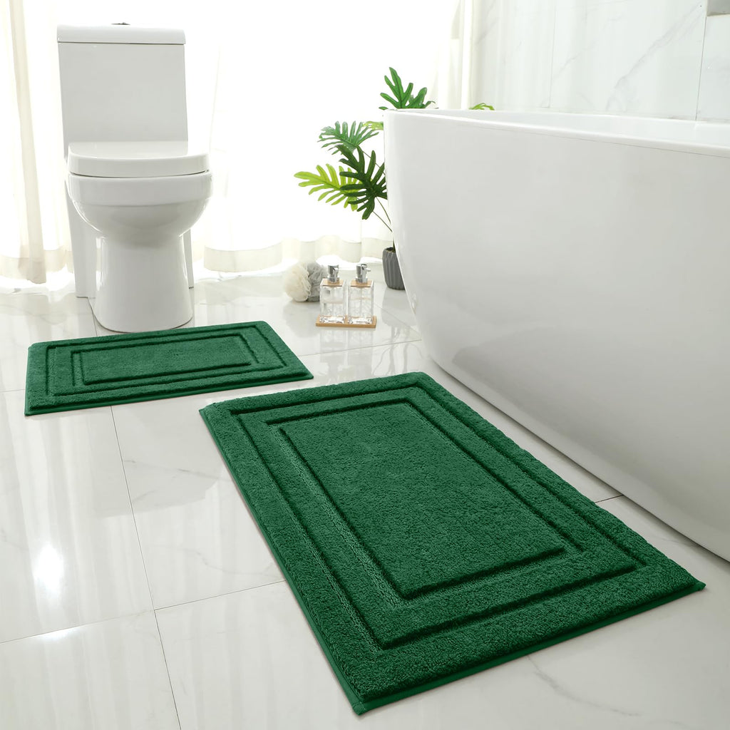 HOMEIDEAS Bathroom Rugs Sets 2 Piece, Super Soft and Absorbent Non Slip Microfiber Machine Washable Bath Mat Set (20" x 32" + 16" x 24", Brown)