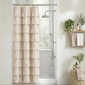 Seasonwood Beige Ruffle Shower Curtain Neutral Shower Curtain 72 x 72