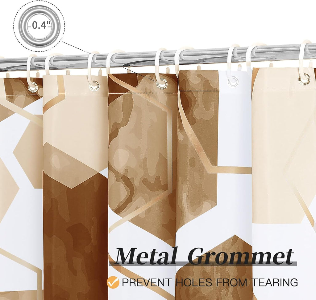 Litabel Brown Shower Curtain for Bathroom, Geometric Bathroom Decor 72x72