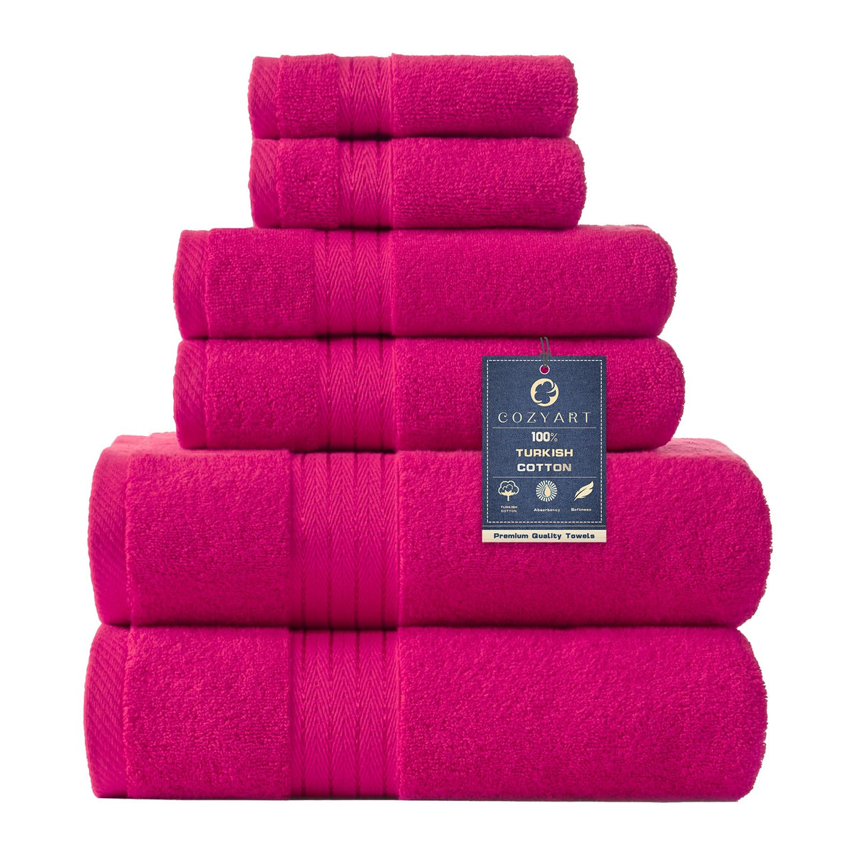 COZYART Luxury Bath Towel Set 6 Pcs, Burnt Orange 100% Turkish Cotton