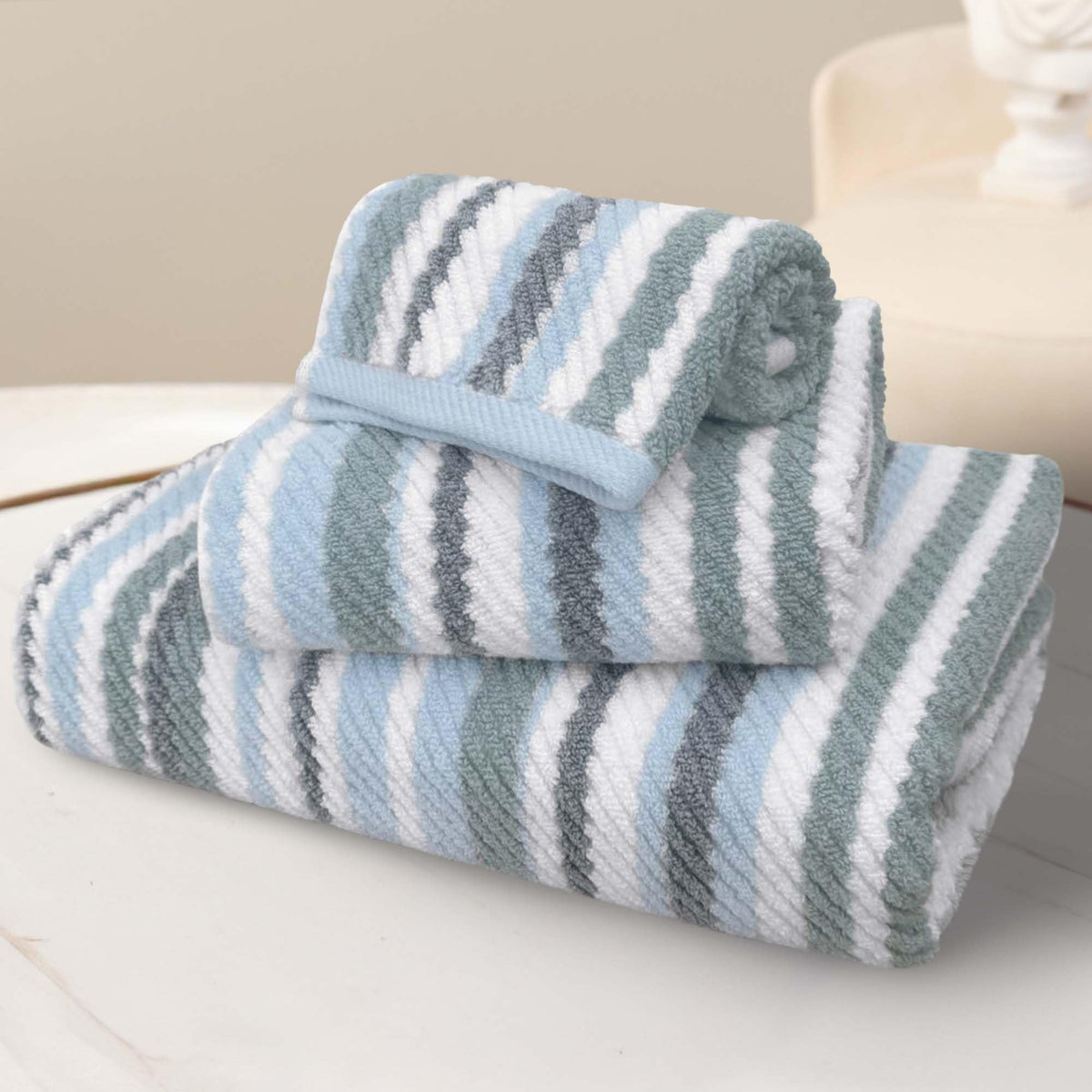 VOOVA & MOVAS Hand Towels, Cotton, Soft, Thick, 16x27 in, Tan Gray Beige