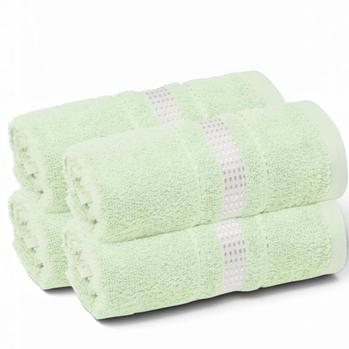 Melissa Linen Fingertip Towels 4 Pack, Aqua Green (Light Teal/Seafoam), 100% Turkish Cotton, Small Hand Towels for Face and Guest Bathroom, 12 x 18 in, Soft, Absorbent, Quick Dry, 550 GSM