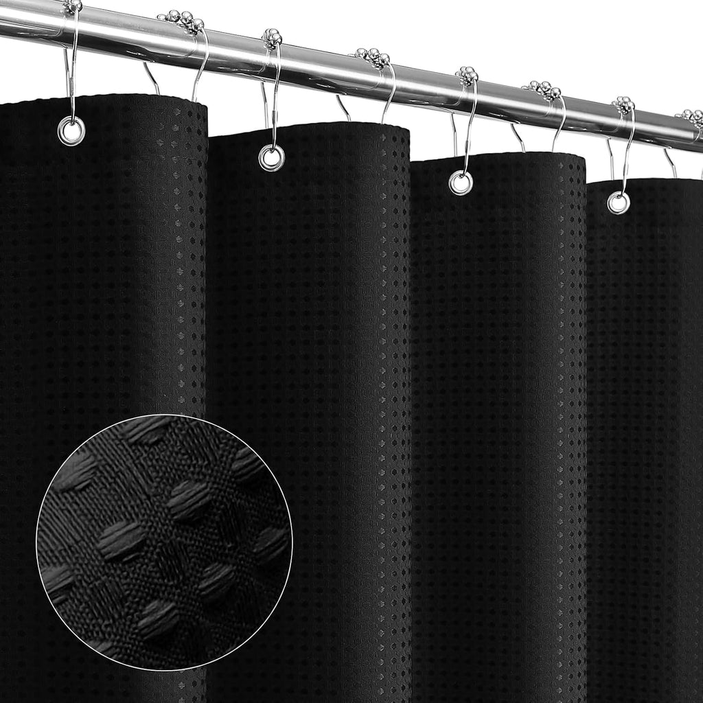 Gibelle Black Cloth-Textured Shower Curtain, Hotel Style, 72x72