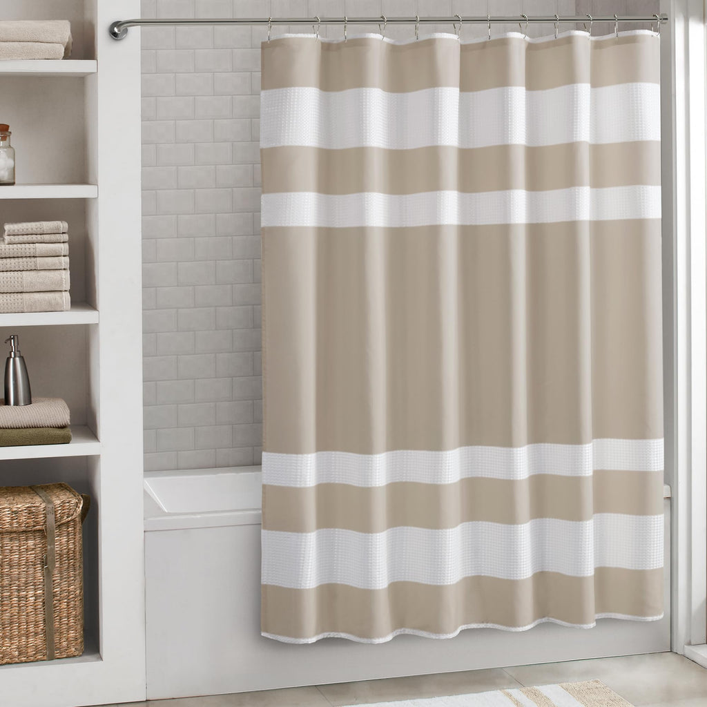 Madison Park Spa Waffle Shower Curtain for Bathroom, 72 x 72, Sage Green