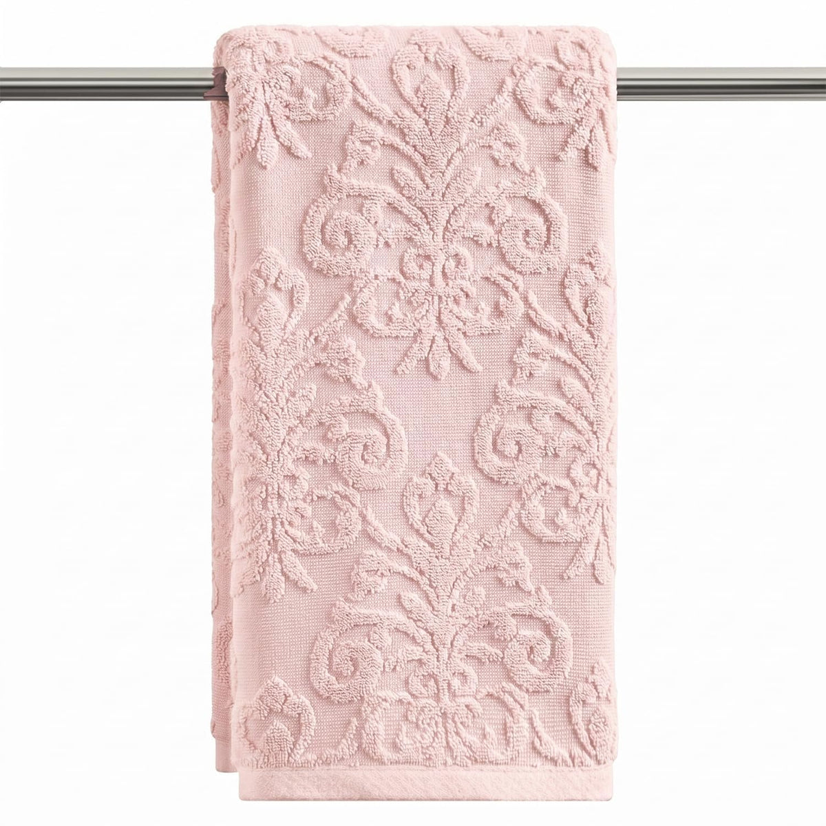 Artoid Mode 2 Pcs Olive Green 3D Vintage Floral Hand Towels for Bathroom, 100% Cotton Soft Absorbent Bathroom Decor Towels, 13.7 x 29.5 Inch