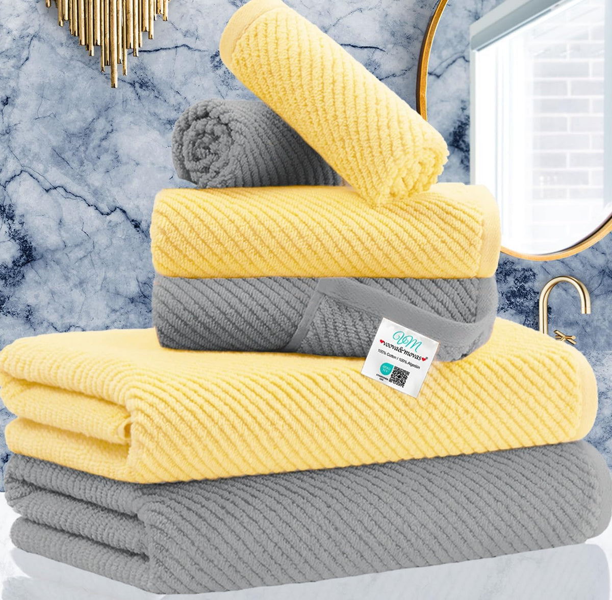 VOOVA & MOVAS Hand Towels for Barthroom, 18x28 in, Soft, Deep Turquoise