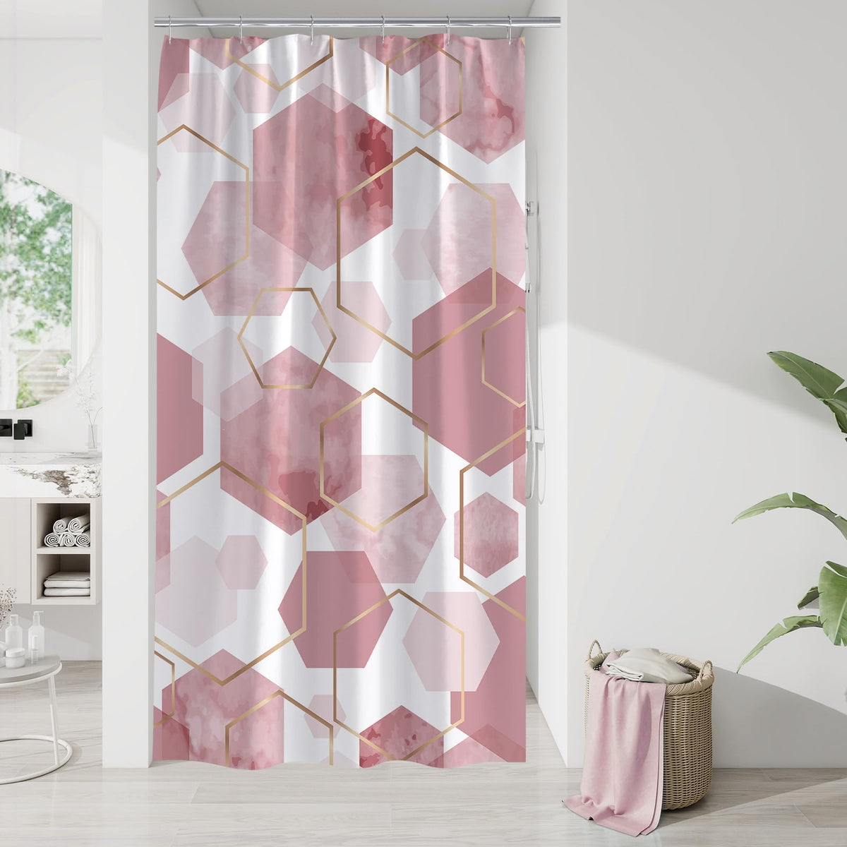 Litabel Brown Shower Curtain for Bathroom, Geometric Bathroom Decor 72x72
