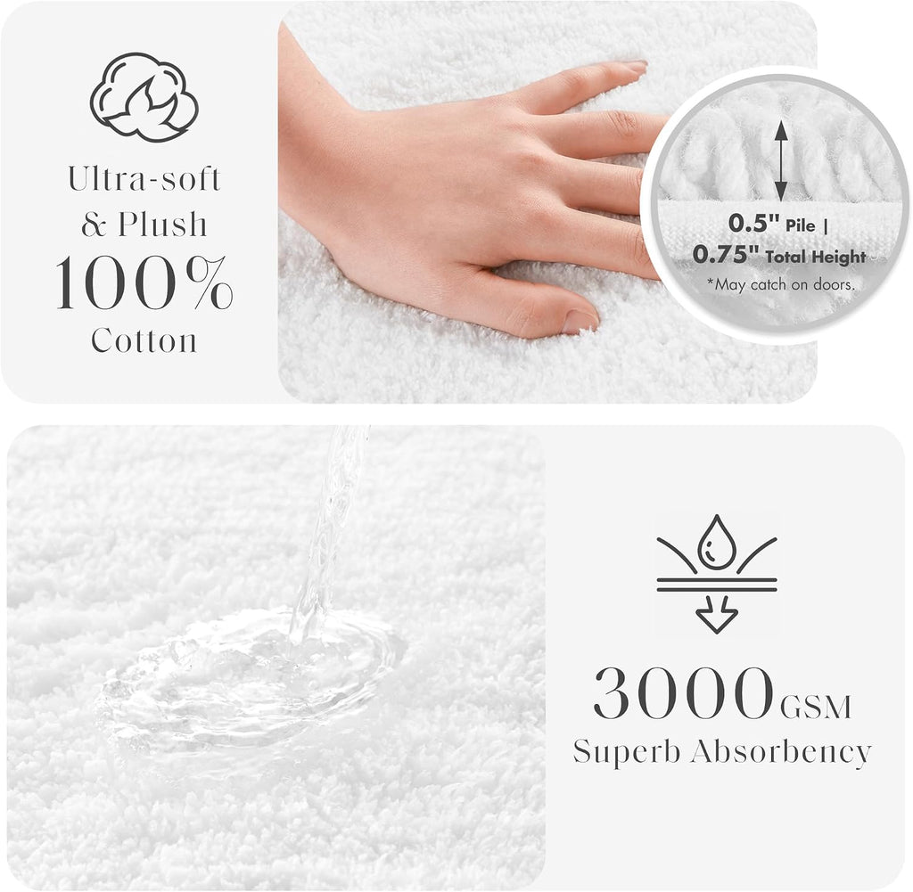 Madison Park Splendor Reversible 100% Cotton Bath Rug, 24 x 36, White