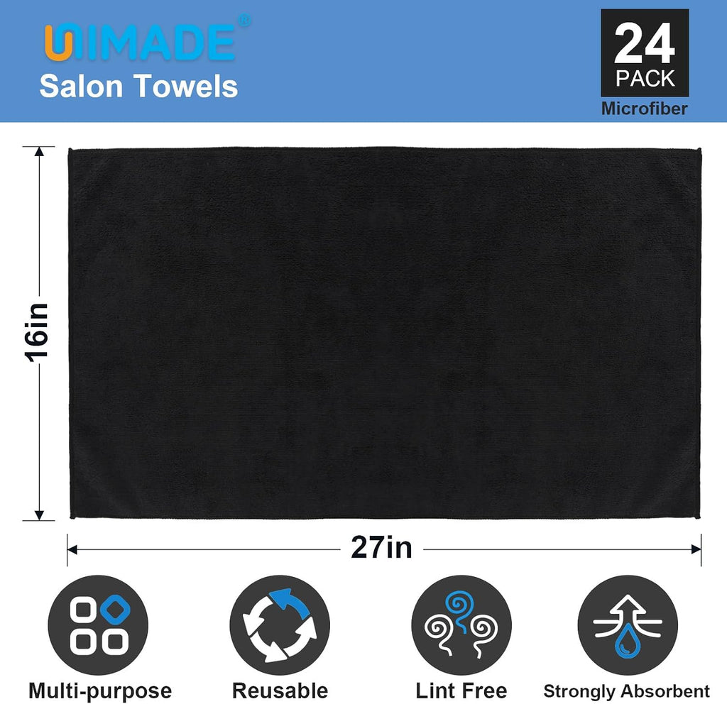 UNIMADE 24 Pack Salon Towels - Highly Absorbent Hand Towels