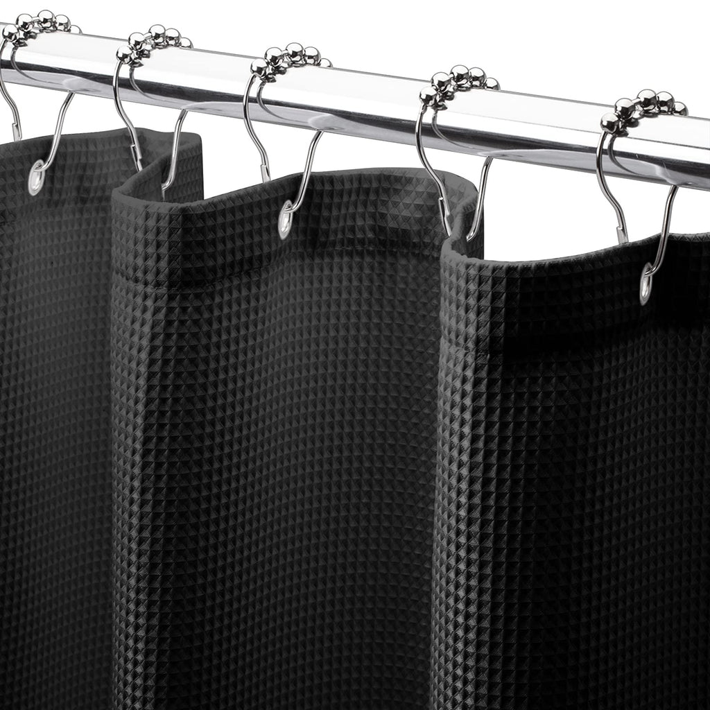 AmazerBath Stall Shower Curtain 60 x 72 Inches, Waffle Shower Curtain White, Fabric Shower Curtains Heavy Duty 240GSM, Hotel Quality Bathroom Shower Curtains