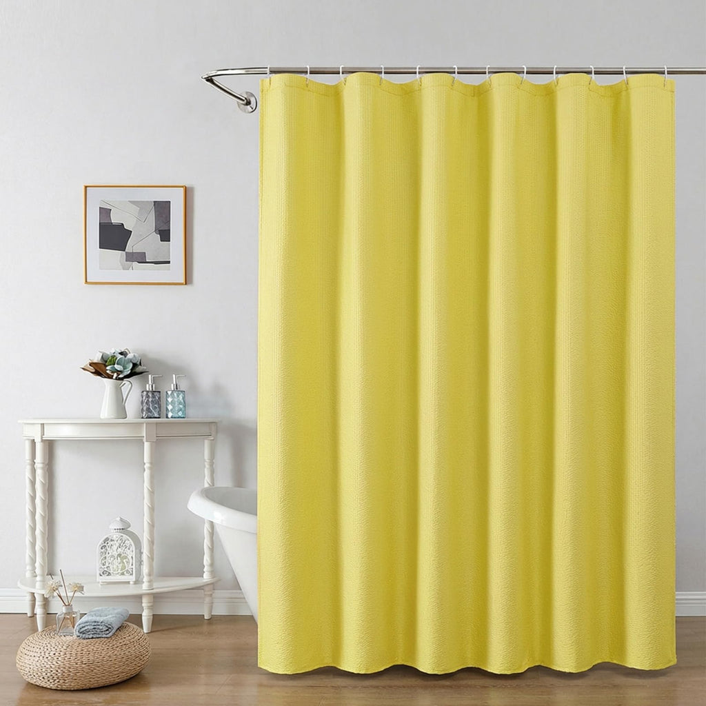 OWENIE White Shower Curtain for Bathroom 84 Inches Extra Long, Elegant 3D Embossed Textured Cloth Waffle Shower Curtain, Modern Luxury Hotel Style, Water Repellent, Machine Washable, 72X84, White